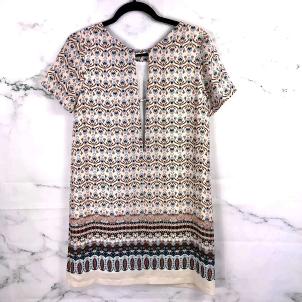 LULUS Botanical Beauty Beige Shift Dress
